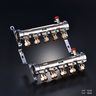 Bracket-Mounted Floor Heating Manifold Forged High Flow