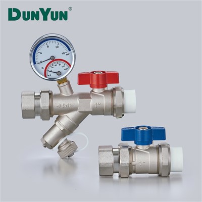 Brass Ball Filter Drain Valve With Gauge