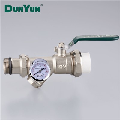Brass Filter Ball Valve With Pressure Gauge